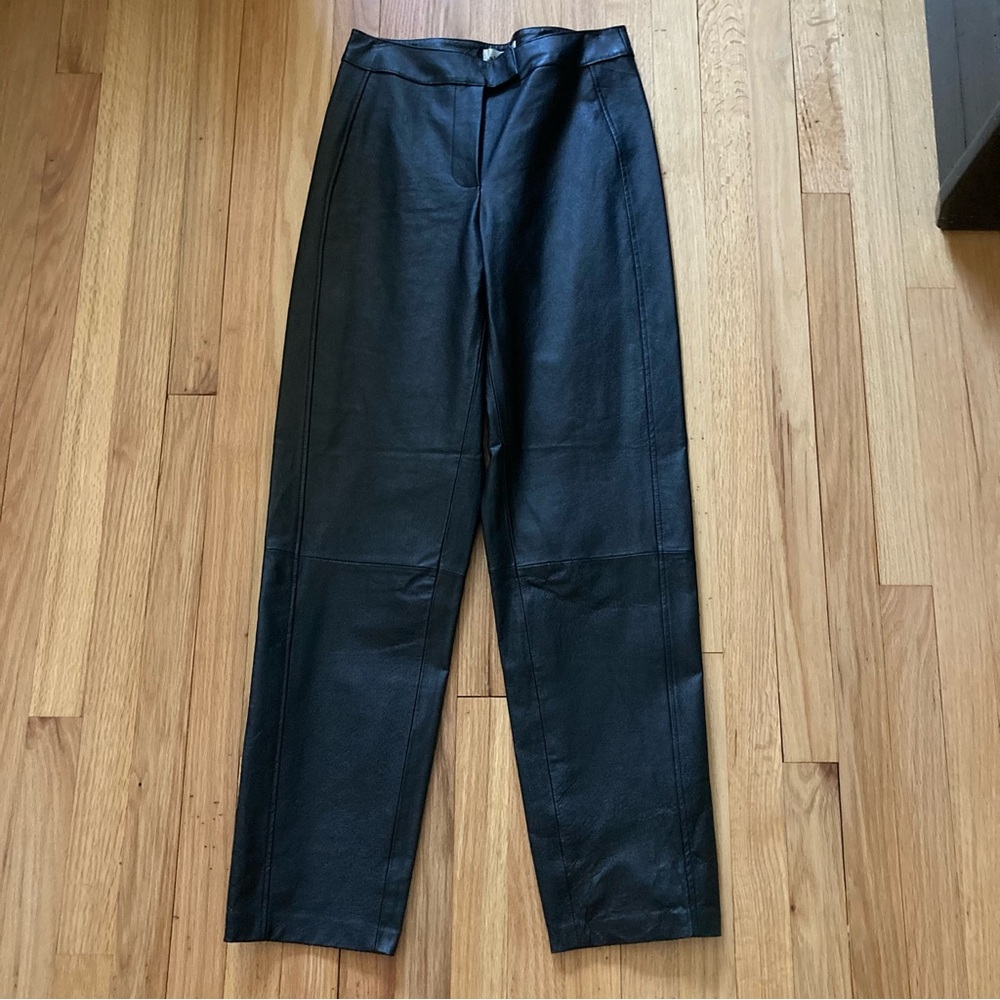 bagatelle Black Faux Leather Straight-Leg Trousers